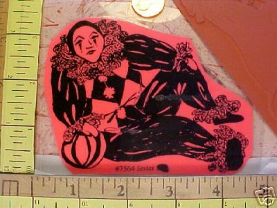 COURT JESTER, CLOWN, LARGE UNMOUNTED RUBBER STAMP  