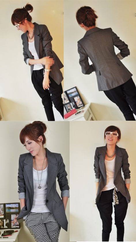 PS86 WOMENS JACKET BLAZER FOLDED STRIPY LINING SLEEVES  