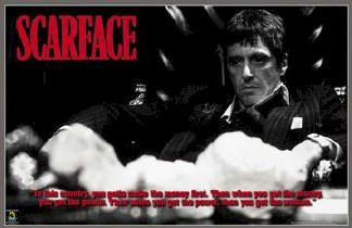 MOVIE POSTER ~ SCARFACE Al Pacino 1ST MONEY THEN POWER  