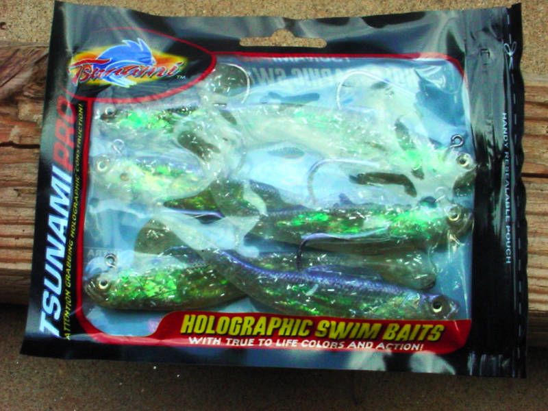   Tsunami Pro Holographic 4Swim Shad with 6 Shad Per Pack Model PTM4 10