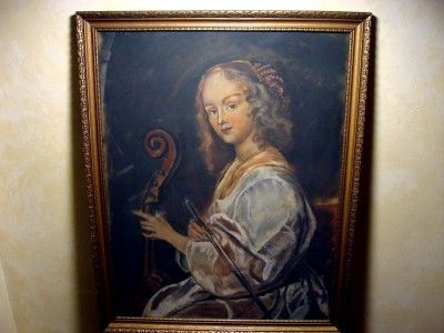 ANTIQUE WOMAN W CELLO PASTEL PAINTING OLD~ZELLO MARTEN EARLY 1900S 