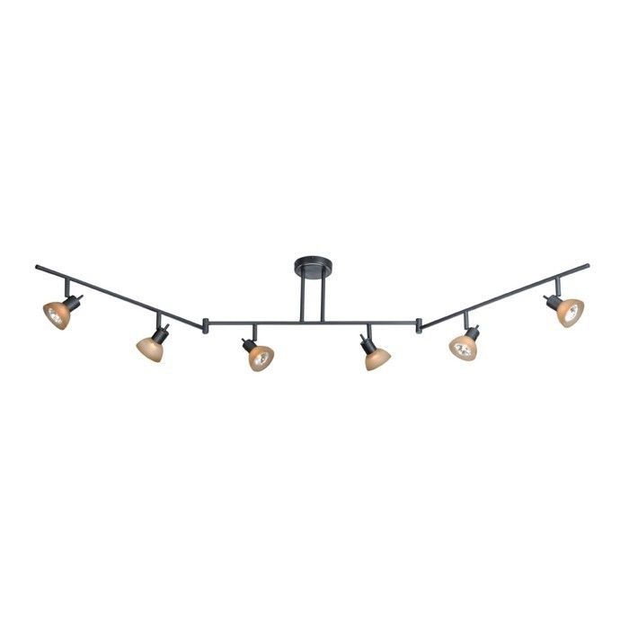 NEW 6 Light Track Spot Lighting Fixture, Dark Bronze, Brushed Cognac 