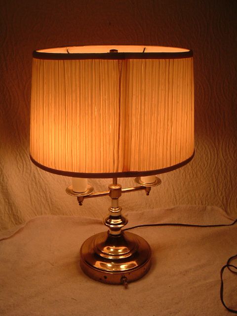 Vintage Bouillotte 2 Candle Brass Table Lamp  