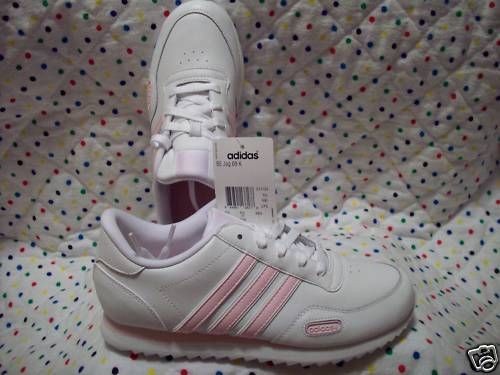 NWT Adidas Girls Youth 6 White Leather Pink Trim NICE  