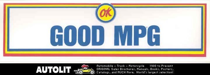 1960s Chevrolet OK Used Car Good MPG Sticker  