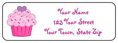 Personalized PINK FROSTED CUPCAKE ADDRESS LABELS Heart  