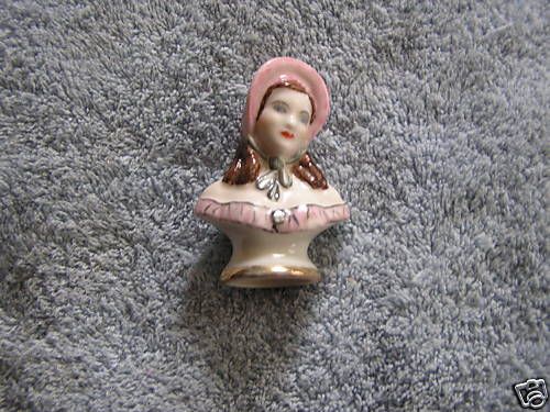 Beautiful Porcelain Bust Sculpture Pin Cushion Doll  