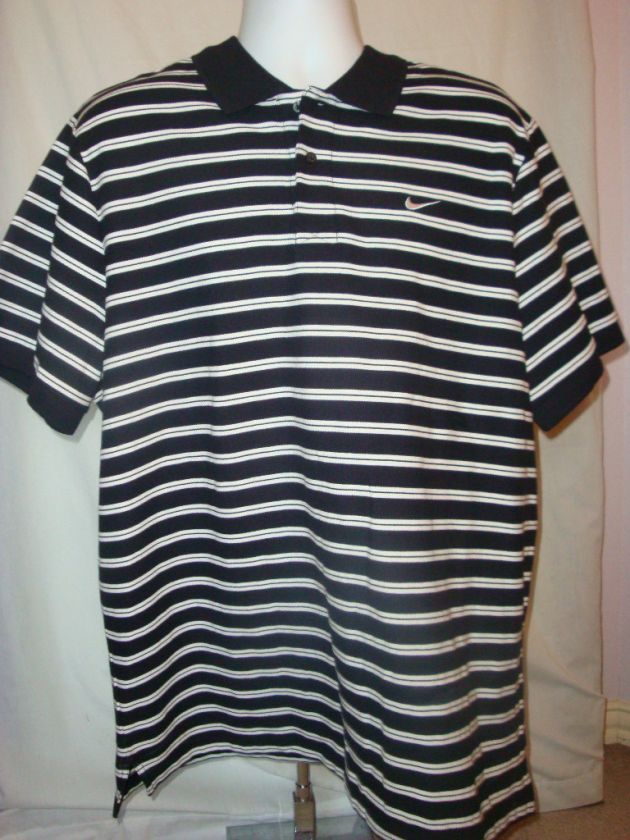 Nike Black & White Striped Polo Shirt sz XL  