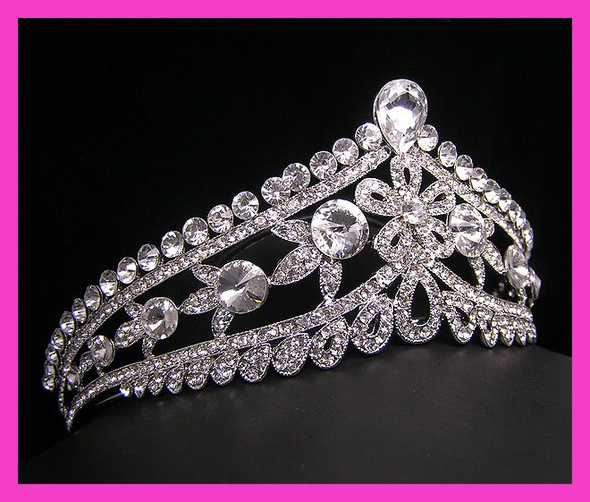 Wedding/Bridal crystal veil tiara crown headband CR212  