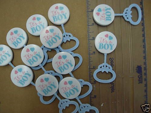 new 24 pcs Its a Boy BLUE rattles baby shower favors  