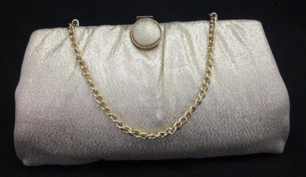 VINTAGE DESIGNER Gold Metallic Chain Strap Evening Bag  