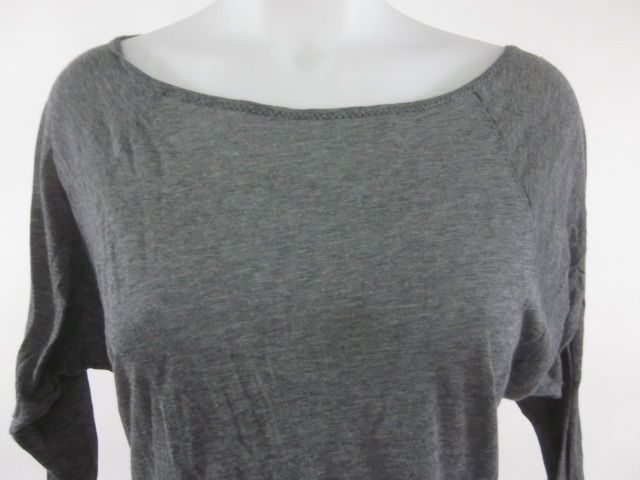 ZARA Gray Sheer Boat Neck Long Sleeve Shirt Top Sz S  