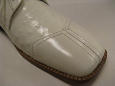 Mens Liberty Cream Color Croco Ostrich Print Leather Dress Shoes 420 