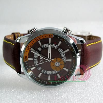 New EYKI Date Fashion Mens Leather Band Wrist Watch  