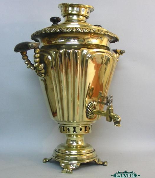 Antique Russian Brass & Wood Samovar Tula Ca 1870  