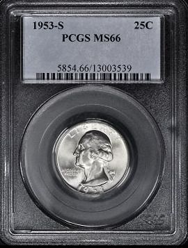 1953 S Washington Quarter PCGS MS 66   Beautiful Gem  