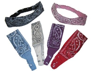 Black Narrow Bandana Head Bands Stretchy Head Wrap  