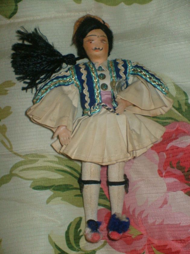 Vintage Greek Cloth Soldier Doll Very Unique  