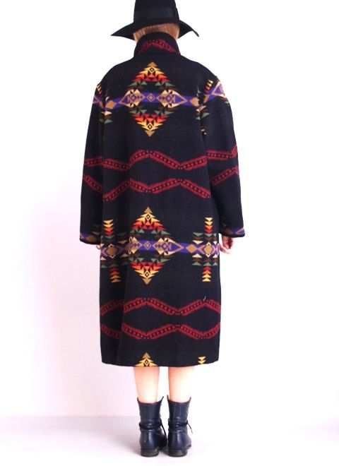   Southwestern Native RAINBOW Concho Wool Jacket BLANKET COAT  