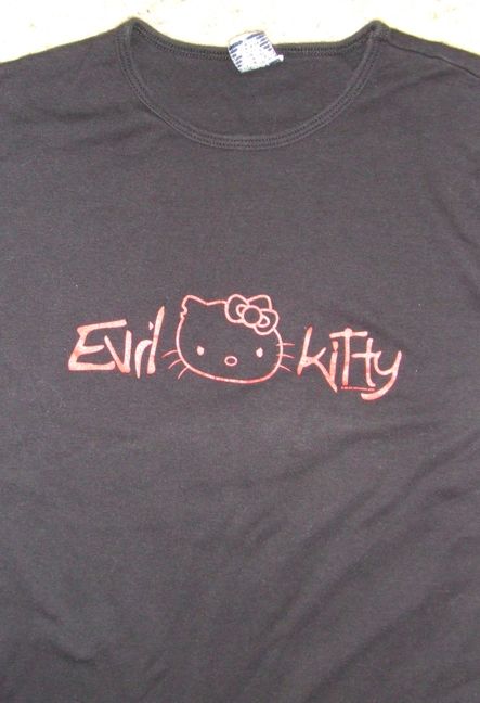 Hello Evil Kitty Pop Culture Girls Cropped T Shirt XL  