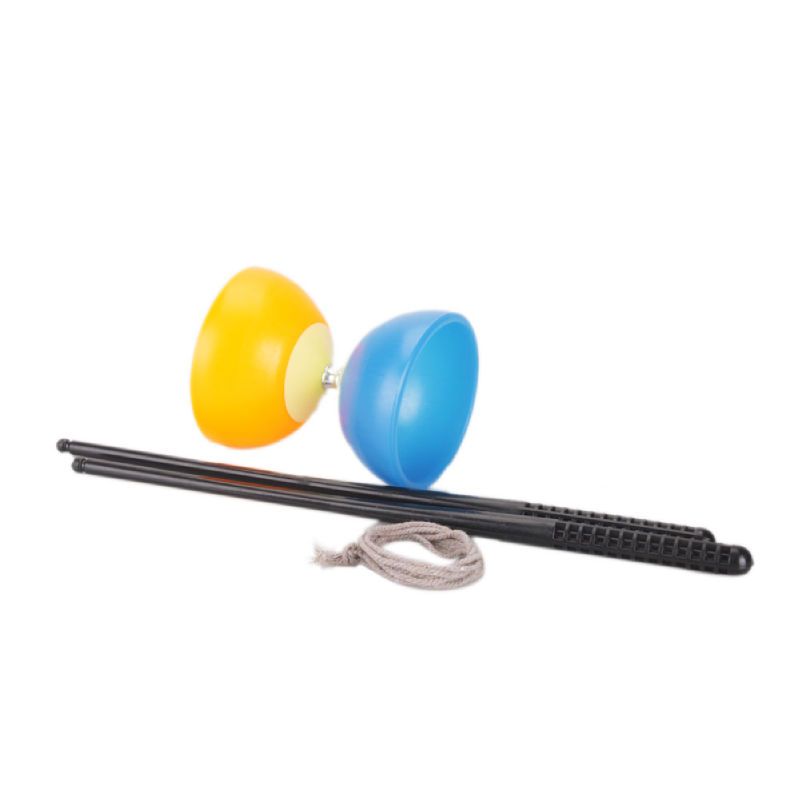   big bowl diabolo toy yellow with blue 2 x diabolo stick 1 x string