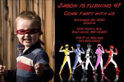 Print Your Own Custom Photo Power Rangers Invitations  