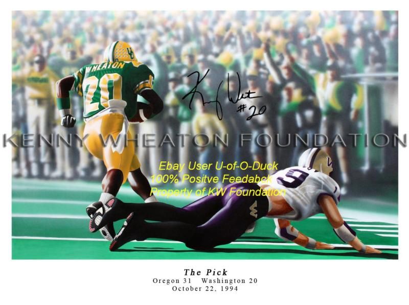 Oregon Ducks Football LEGEND KENNY WHEATON Signed Lmtd Ed PRINT 