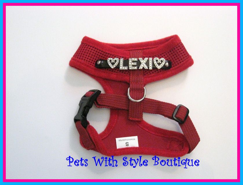 Bling Personalized Soft Mesh Dog Harness S M L  