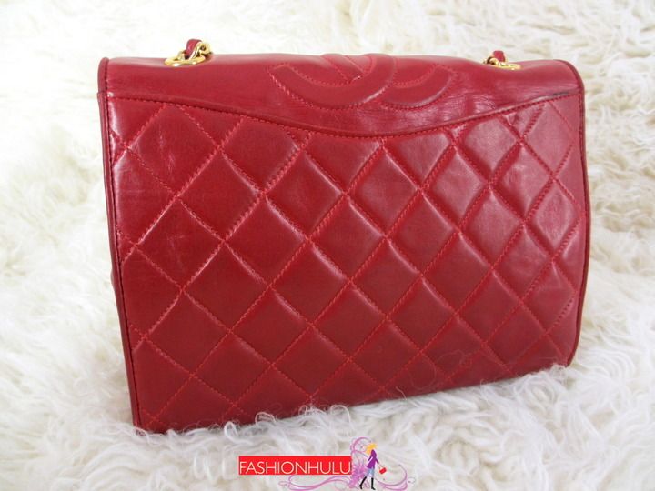 Authentic CHANEL Vintage Red Quilted Flap Bag Handbag  
