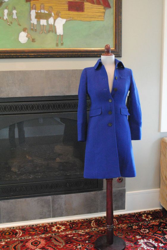 Crew Petite Double Cloth Metro Coat w Thinsulate Cobalt Blue 00P XXS 