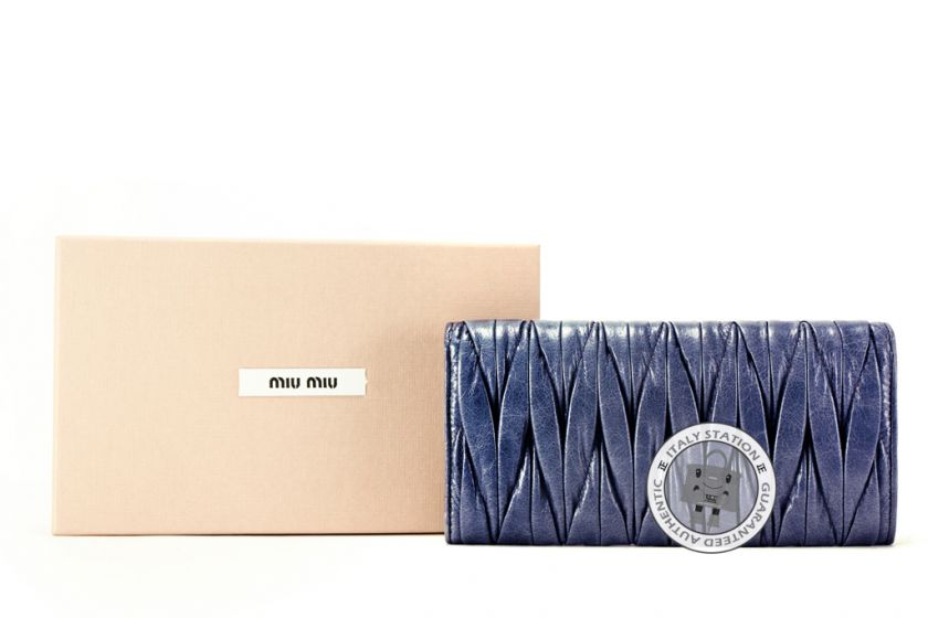 MPRS NEW MIU MIU MATELASSE LUX PORTAF PATT LUNGA CORNFLOWER BLUE 