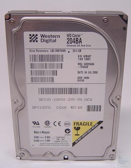 Western Digital WD204BA 75AGA0 20GB IDE Hard Drive 102645804330  