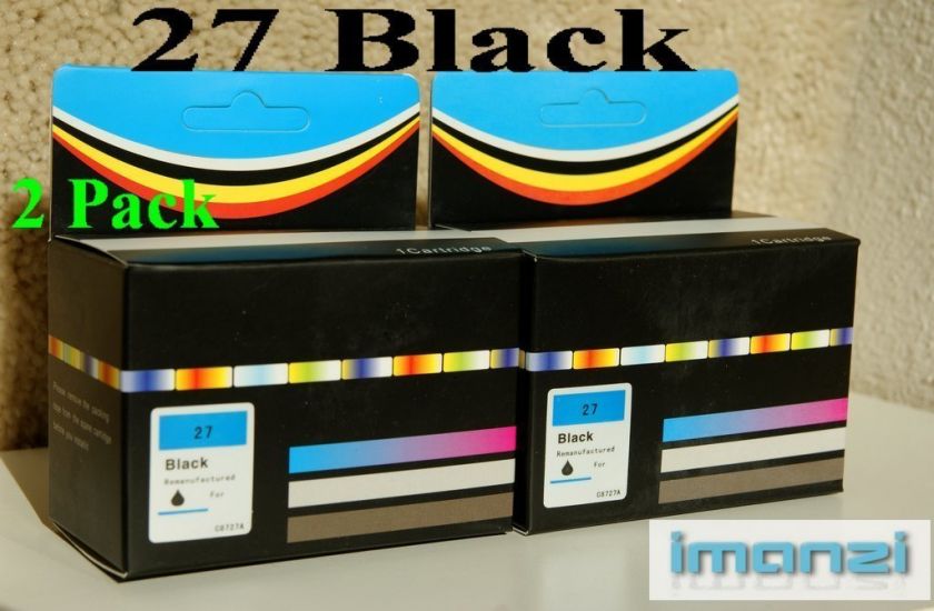 2PK 27 Black ink cartridge for C8727A HP printer deskjet officejet Fax 