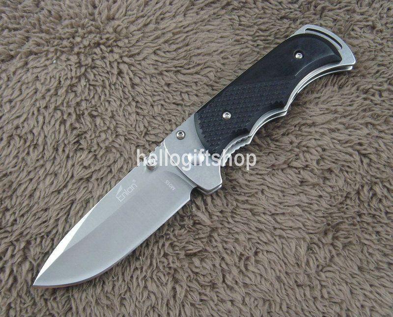 Enlan Bee M015 Black Textured Wood Handle Pocket EDC Folding Knife 