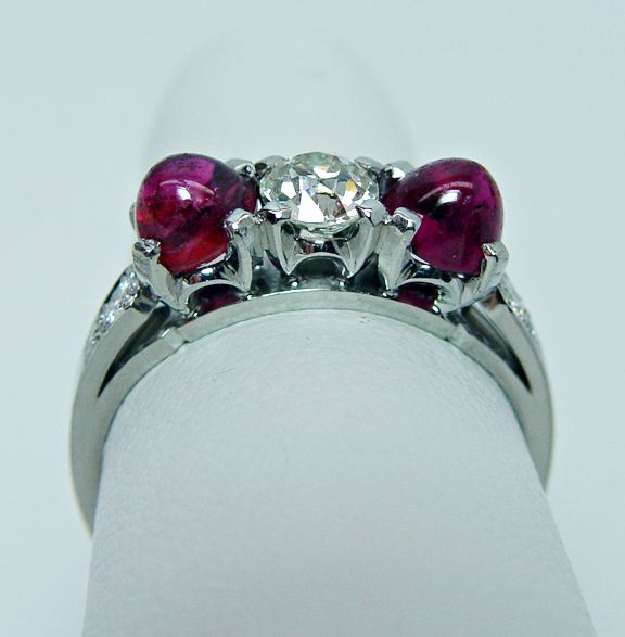 Antique 1.20ct Ruby Old European Diamond 14K Ring 11.7gr HEAVY Estate 