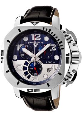 SWISS LEGEND Watch 10538 03 Mens Scubador Chronograph Blue and Silver 