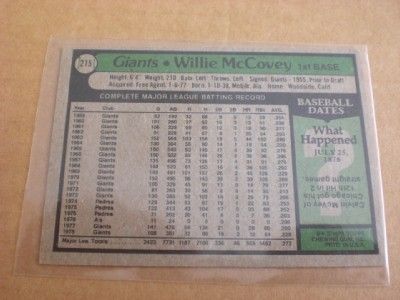 Willie McCovey Topps 1979 215 79  