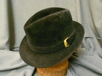 Vintage Knox New York Fedora Hat with Buckle made in Germany, Black 