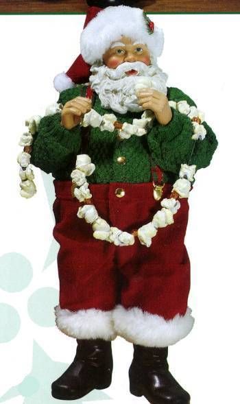 FABRICHE 2005 SANTA Stringing Popcorn SANTA W GARLAND  