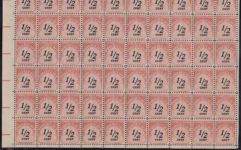 1959   1/2 CENT POSTAGE DUE #J88 Full Mint  MNH  Sheet  