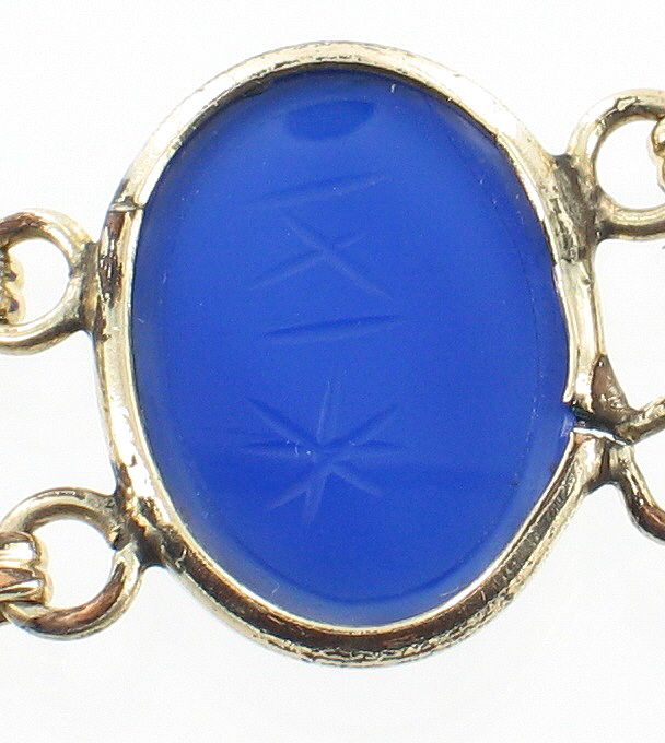 ANTIQUE DECO GF DOUBLE LINK STONE SCARAB BRACELET  