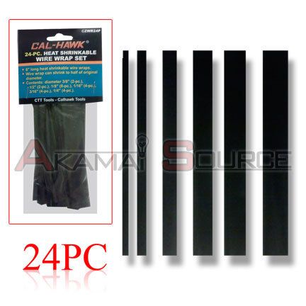 24pc Heat Shrink Tubes Shrinkable Wire Wrap Set New  