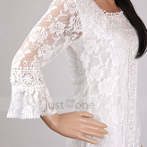 Fashion Women Lady Girl White Lace Flower Neck Crochet Mini Dress 