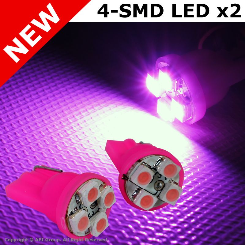 Pink 4 SMD LED License Plate Light Lamp Acura Honda T10 158 161 168 