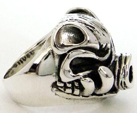 HEAVY WARTHOG WILD BOAR TUSK STERLING SILVER RING 13.5  