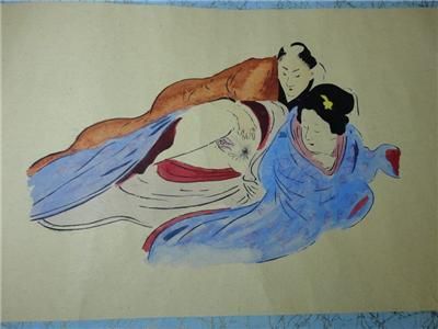 1868 1912.Japanese Antique MEIJI SHUNGA Hanging Scroll  