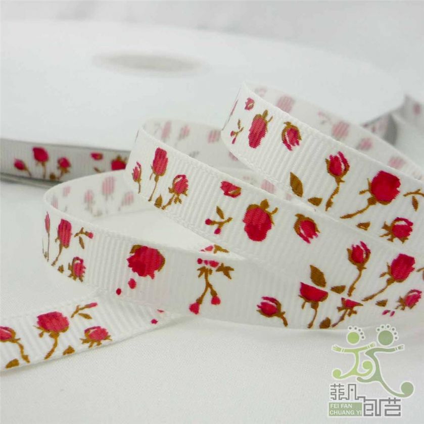 9mm mixed colors elegant Rose Grosgrain RIBBON 5 yard  