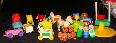 Vintage Fisher Price Cars & Little People Large Lot  