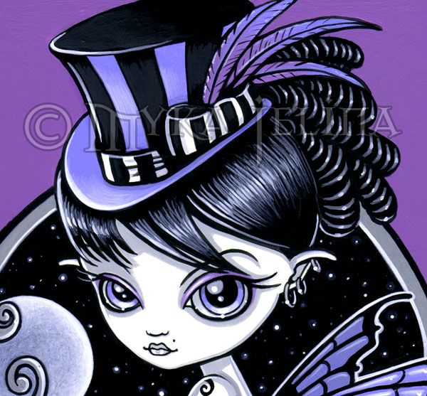 Purple Gothic Victorian Moon Fairy 13x19 PRINT Audrey  