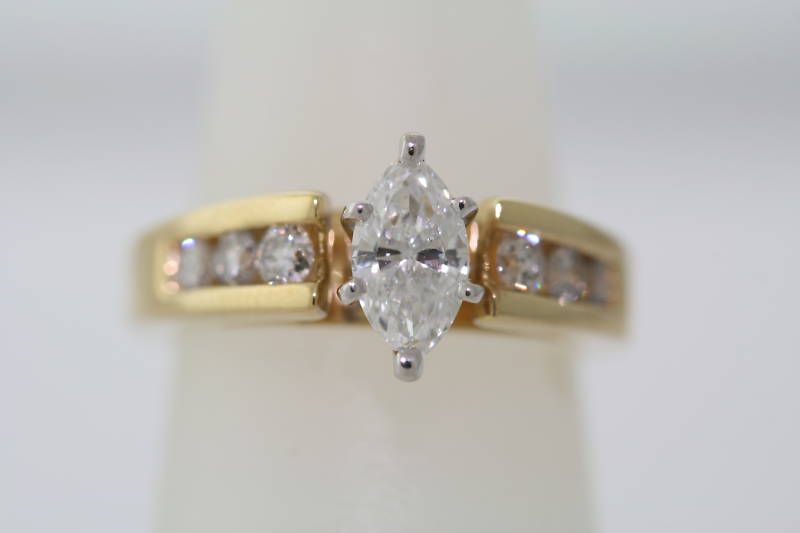 14k Gold 1.0ctw Marquise Diamond Engagement Ring Sz4.25  